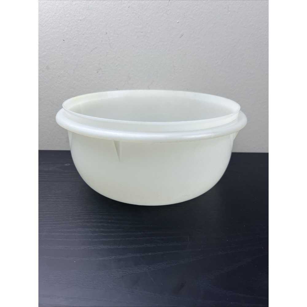 Vintage Tupperware 274-2 Sheer White Mixing Bowl Round Plastic Kitchenware
